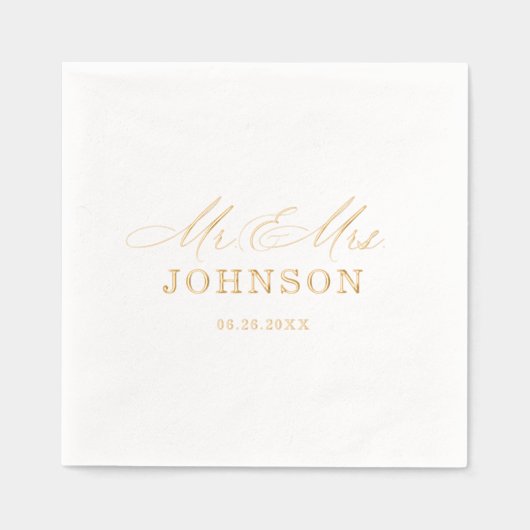 Modern Simple Mr. and Mrs. Servietten Mit Folie (Vorderseite)