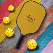 Modern Simple Mustard Yellow Monogram Pickleball Schläger