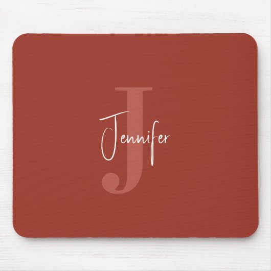 Modern Simple Name & Initial Monogram Terracotta Mousepad (Vorne)
