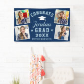 Modern Simple Navy Blue Abschluss 4 FOTO Banner (Insitu)