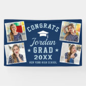 Modern Simple Navy Blue Abschluss 4 FOTO Banner (Horizontal)