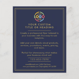 Modern Simple Navy Blue Business Logo-Werbeaktion Flyer