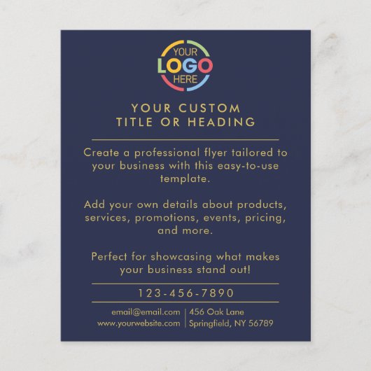 Modern Simple Navy Blue Business Logo-Werbeaktion Flyer (Vorne)