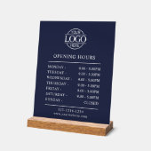 Modern Simple Navy Blue | Geschäftsöffnungszeiten Acrylschild (Winkel)