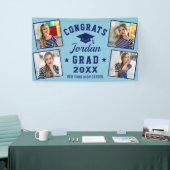 Modern Simple Navy Blue Graduation Party 4 FOTO Banner (Messeveranstaltung)