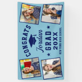 Modern Simple Navy Blue Graduation Party 4 FOTO Banner (Vertikal)