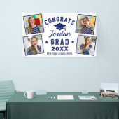 Modern Simple Navy Blue Graduation Party 4 FOTO Banner (Messeveranstaltung)