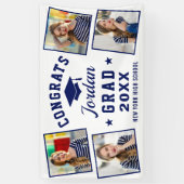 Modern Simple Navy Blue Graduation Party 4 FOTO Banner (Vertikal)