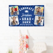 Modern Simple Navy Blue Graduation Party 4 FOTO Banner (Insitu)
