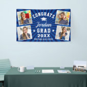 Modern Simple Navy Blue Graduation Party 4 FOTO Banner (Messeveranstaltung)