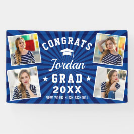 Modern Simple Navy Blue Graduation Party 4 FOTO Banner