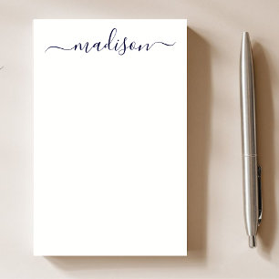 Modern Simple Navy Blue Typografy Name Script Post-it Klebezettel