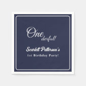 Modern Simple Navy Blue White Elegant 1. Geburtsta Serviette (Vorderseite)