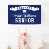 Modern Simple Navy White Graduation Party 2024 Banner (Insitu)