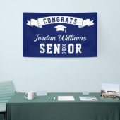 Modern Simple Navy White Graduation Party 2024 Banner (Messeveranstaltung)