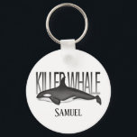 Modern Simple Ocean Killer Whale Typography  Schlüsselanhänger<br><div class="desc">Gone fishing Tuna personalize keychain featuring funny cute for him keepsake, sports hobby dad papa masculine, modern classic husband simple typography, ocean saltwater sea tropical outdoors, great for fisherman fishermen fisherwoman, killer whale sea life fish bay harbor, angler angling nautical coastal salt, dad father grandpa grandfather, retirement retired birthday holiday,...</div>