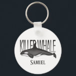 Modern Simple Ocean Killer Whale Typography  Schlüsselanhänger<br><div class="desc">Gone fishing Tuna personalize keychain featuring funny cute for him keepsake, sports hobby dad papa masculine, modern classic husband simple typography, ocean saltwater sea tropical outdoors, great for fisherman fishermen fisherwoman, killer whale sea life fish bay harbor, angler angling nautical coastal salt, dad father grandpa grandfather, retirement retired birthday holiday,...</div>