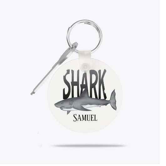 Modern Simple Ocean Shark Bite Typography Schlüsselanhänger