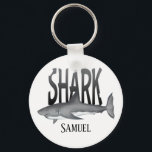 Modern Simple Ocean Shark Bite Typography  Schlüsselanhänger<br><div class="desc">Shark bite personalize keychain featuring funny cute for him keepsake, sports hobby dad papa masculine, modern classic husband simple typography, ocean saltwater sea tropical outdoors, great for fisherman fishermen fisherwoman, shark bite sea life fish bay harbor, angler angling nautical coastal salt, dad father grandpa grandfather, retirement retired birthday holiday, custom...</div>