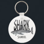 Modern Simple Ocean Shark Bite Typography  Schlüsselanhänger<br><div class="desc">Shark bite personalize keychain featuring funny cute for him keepsake, sports hobby dad papa masculine, modern classic husband simple typography, ocean saltwater sea tropical outdoors, great for fisherman fishermen fisherwoman, shark bite sea life fish bay harbor, angler angling nautical coastal salt, dad father grandpa grandfather, retirement retired birthday holiday, custom...</div>