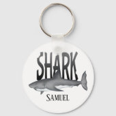 Modern Simple Ocean Shark Bite Typography Schlüsselanhänger (Vorderseite)