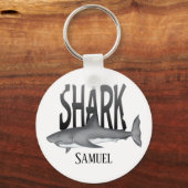 Modern Simple Ocean Shark Bite Typography Schlüsselanhänger (Vorderseite)