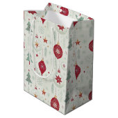 Modern Simple Ornaments and Snowflakes Christmas Mittlere Geschenktüte (Rückseite Schrägansicht)