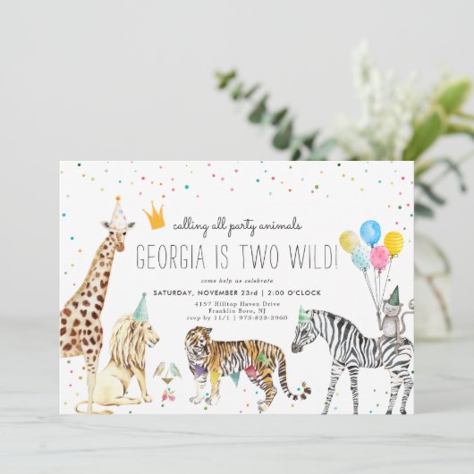 Modern Simple Party Animal Invitation Einladung (Stehend Vorderseite)