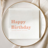 Modern Simple Peach Birthday Serviette