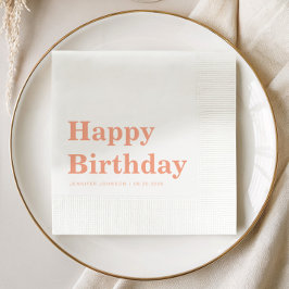 Modern Simple Peach Birthday Serviette
