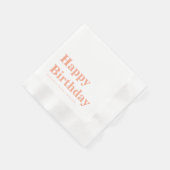 Modern Simple Peach Birthday Serviette (Ecke)