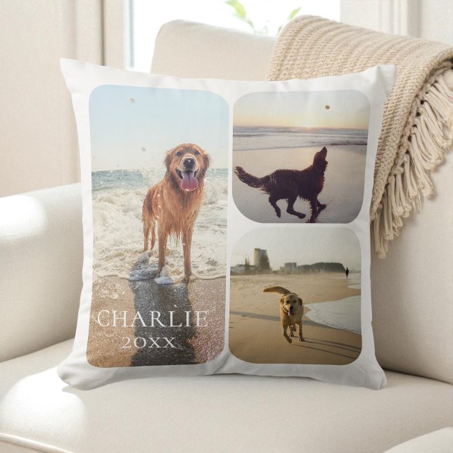 Modern SImple Personalized Pet Photo Collage Kissen (Modern SImple Personalized Pet Photo Collage Throw Pillow)