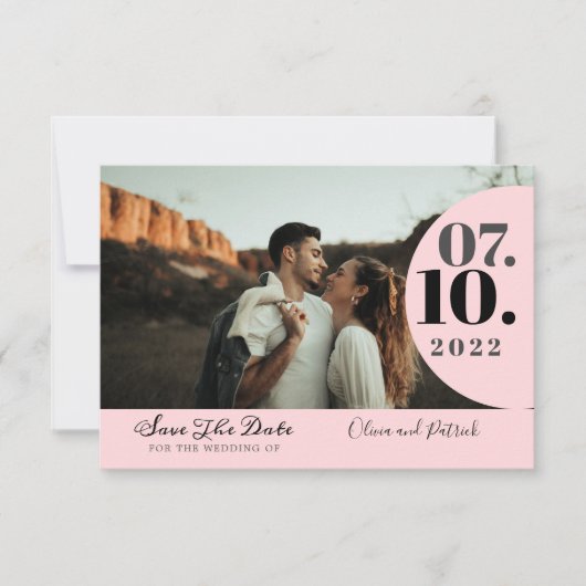 Modern Simple Photo Blush Pink Wedding Save The Date (Vorderseite)