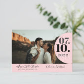 Modern Simple Photo Blush Pink Wedding Save The Date (Stehend Vorderseite)