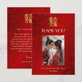 Modern Simple Photo Chinese Wedding Dankeskarte (Vorne/Hinten)