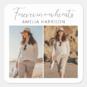 Modern & Simple Photo Collage Funeral Quadratischer Aufkleber (Vorderseite)