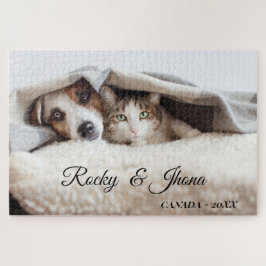 Modern Simple Photo DOG AND CAT Puzzle