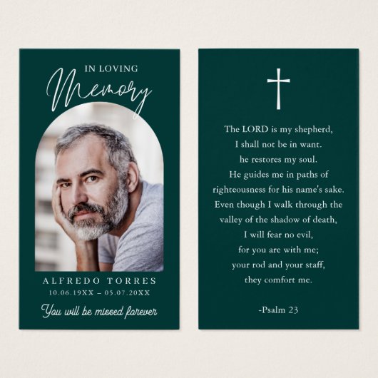 Modern Simple Photo Funeral Memorial Prayer Cards (Vorne & Hinten)