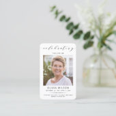 Modern Simple Photo Funeral Memorial Prayer Cards Visitenkarte (Stehend Vorderseite)