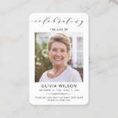 Modern Simple Photo Funeral Memorial Prayer Cards Visitenkarte (Vorderseite)
