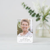 Modern Simple Photo Funeral Memorial Prayer Cards Visitenkarte (Stehend Vorderseite)