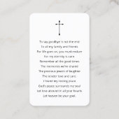 Modern Simple Photo Funeral Memorial Prayer Cards Visitenkarte (Rückseite)