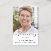 Modern Simple Photo Funeral Memorial Prayer Cards Visitenkarte (Vorderseite)