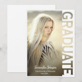 Modern Simple Photo Graduation Announcement Einladung (Vorne/Hinten)