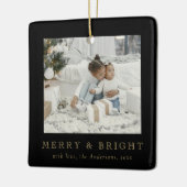 Modern Simple Photo Merry and Bright Christmas Keramikornament (Links)