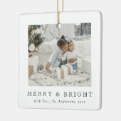 Modern Simple Photo Merry and Bright Christmas Keramikornament (Links)