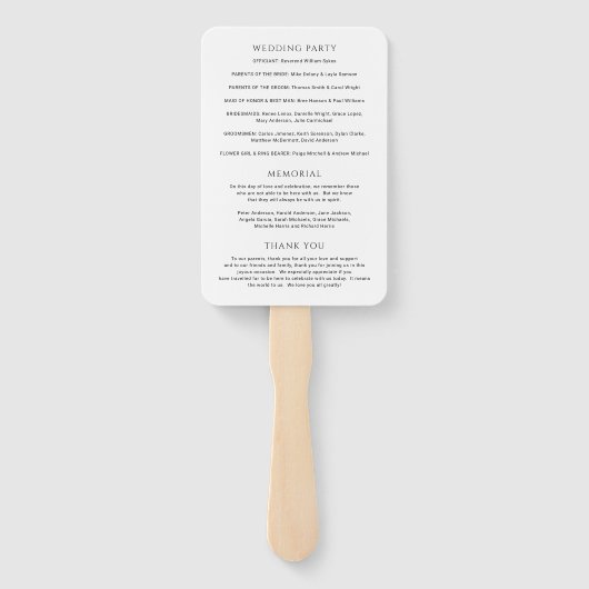 Modern Simple Photo Wedding Program Fächer (Rückseite)