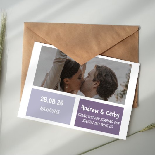 Modern Simple Photo Wedding Thank You Card Begleitkarte