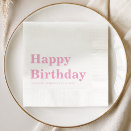 Modern Simple Pink Birthday Serviette