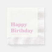 Modern Simple Pink Birthday Serviette (Vorderseite)